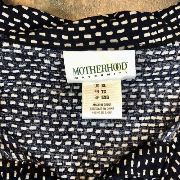 Motherhood Maternity Navy with White Dots Collar and Belt Dress - Picture 11 of 14